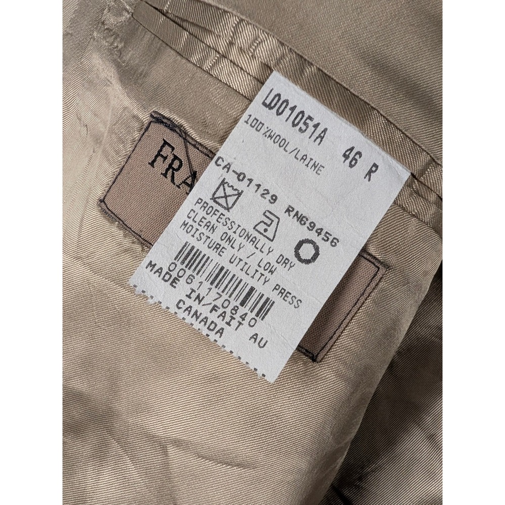 Franco Tassi for Surreys Mens 46R Tan Wool Double Breasted Blazer Made in Canada - Picture 6 of 8